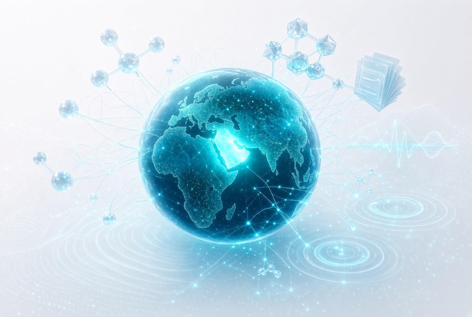 A globe wired to molecules, publications and signal traces — SCAPE's research network